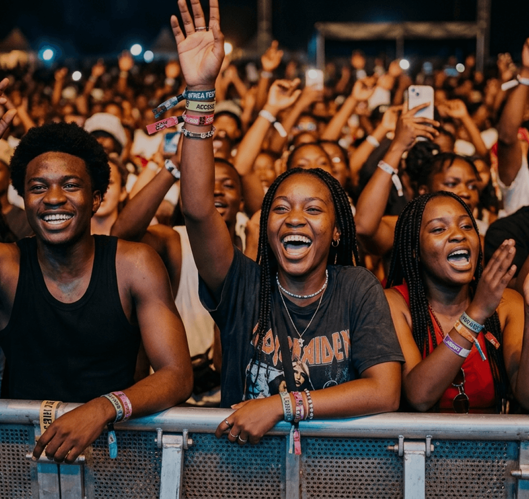 Attendees cheering at a live event