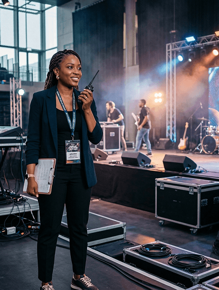 Organizer hosting an event on stage
