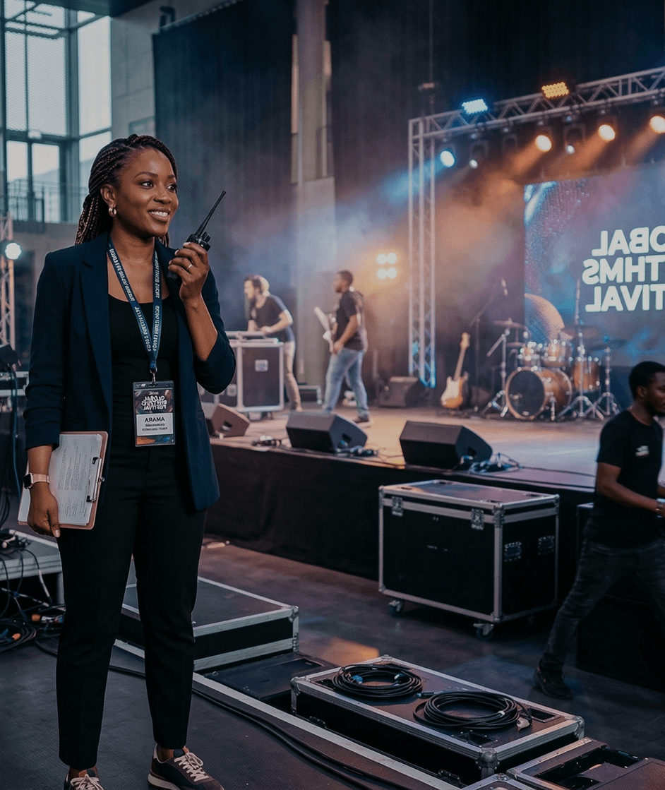 Organizer hosting an event on stage