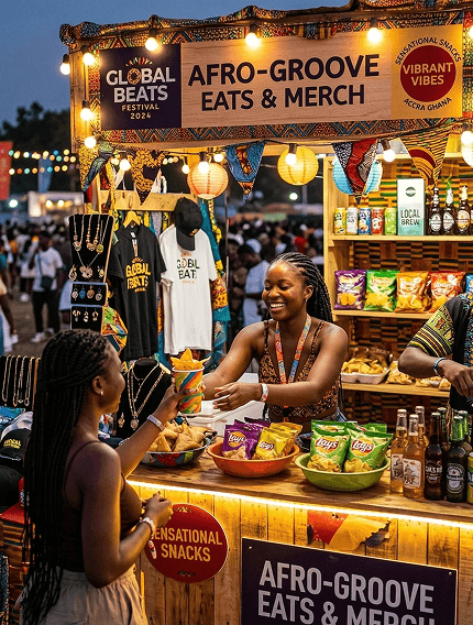 Vendor selling products at an event booth