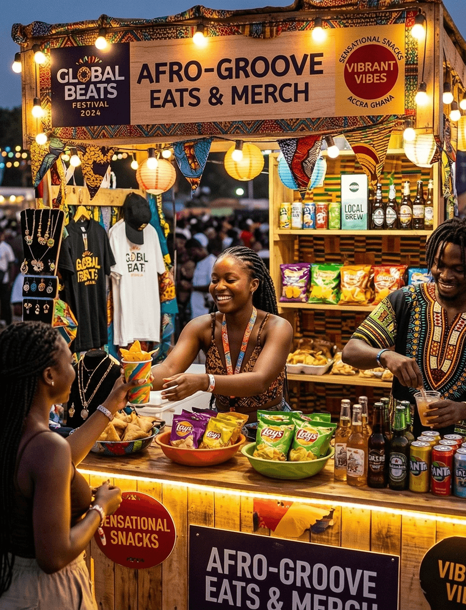Vendor selling products at an event booth