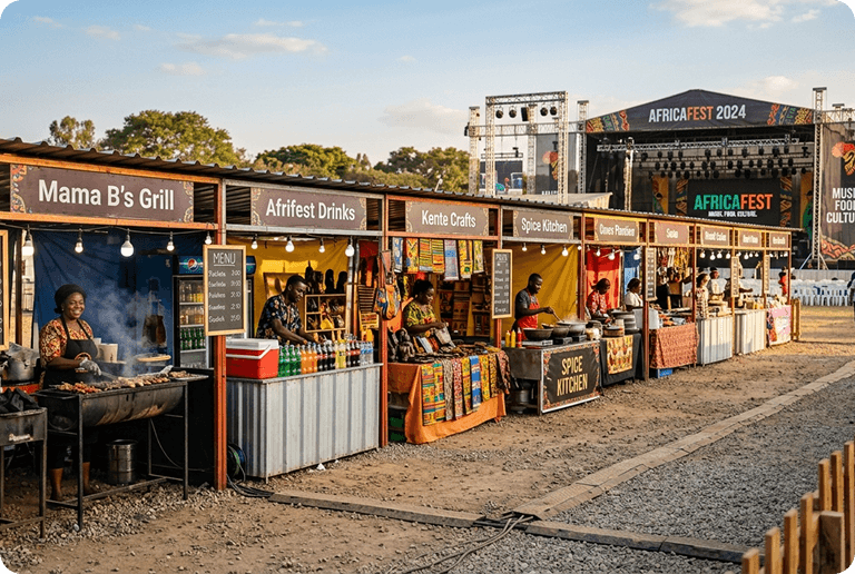 Vendor stalls at an event